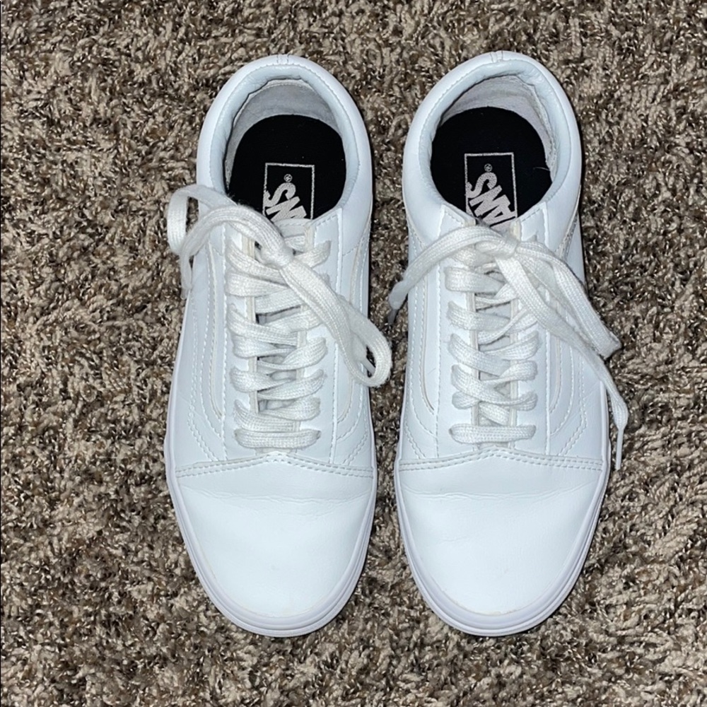 All Leather White Vans